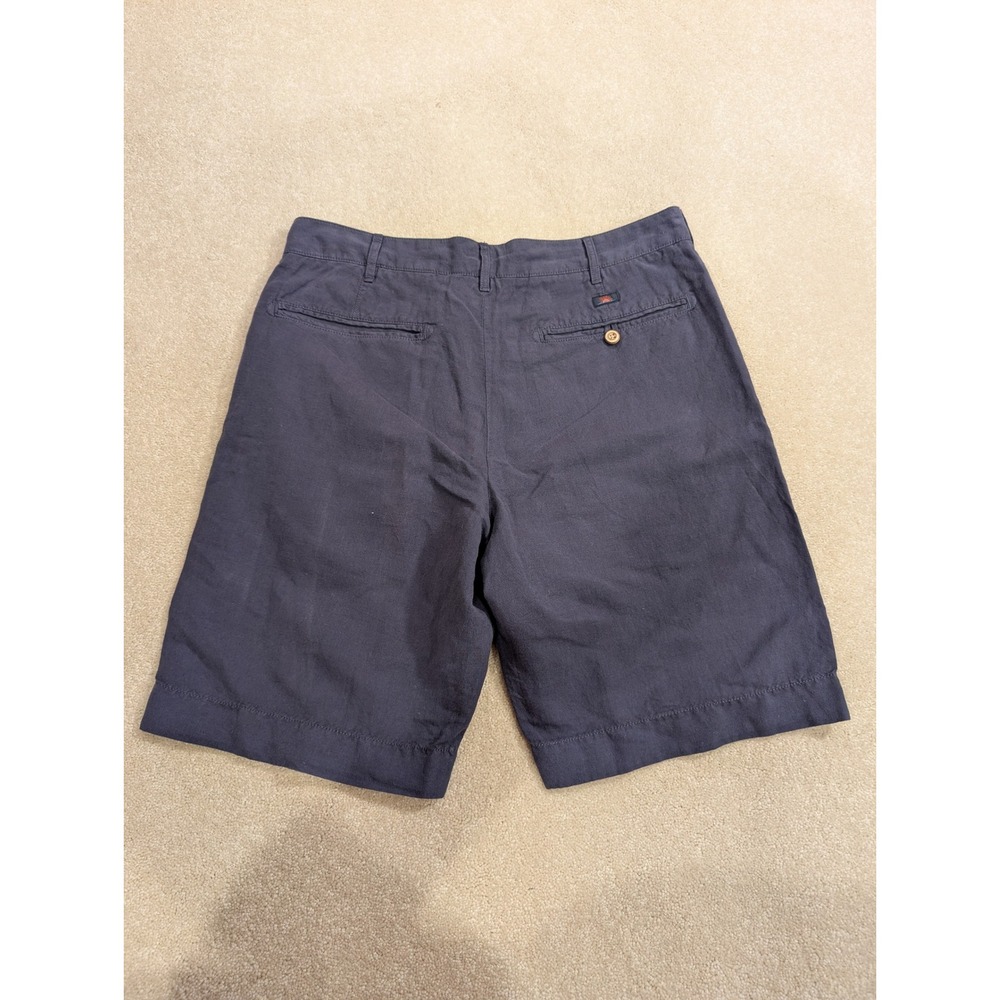 Faherty Brand Mens Navy Blue Linen Cotton Blend Shorts Size 30 Flat Front Chino - Picture 9 of 10